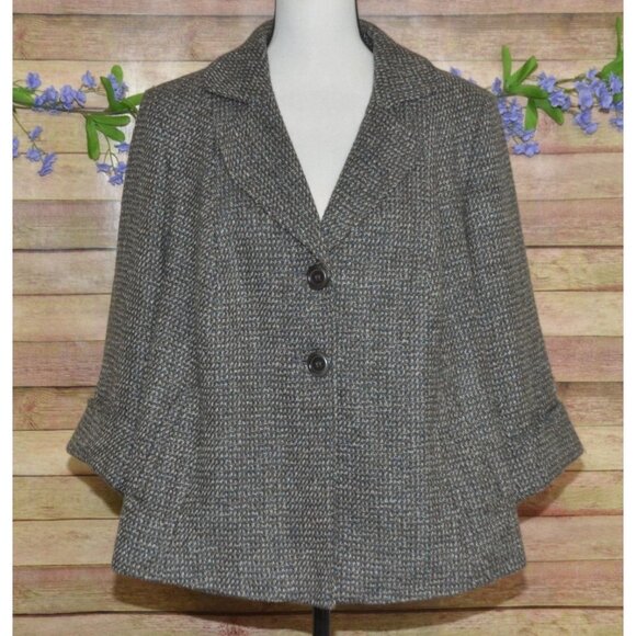 Lane Bryant Double Button Green Tweed Blazer 3/4 Sleeve Womens 18 18W Career - Picture 1 of 10